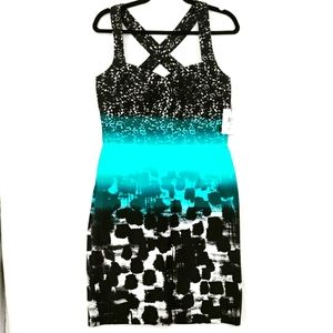 Calvin Klein Criss Black and Turquoise Cross Dress Women's Size 10 NWT